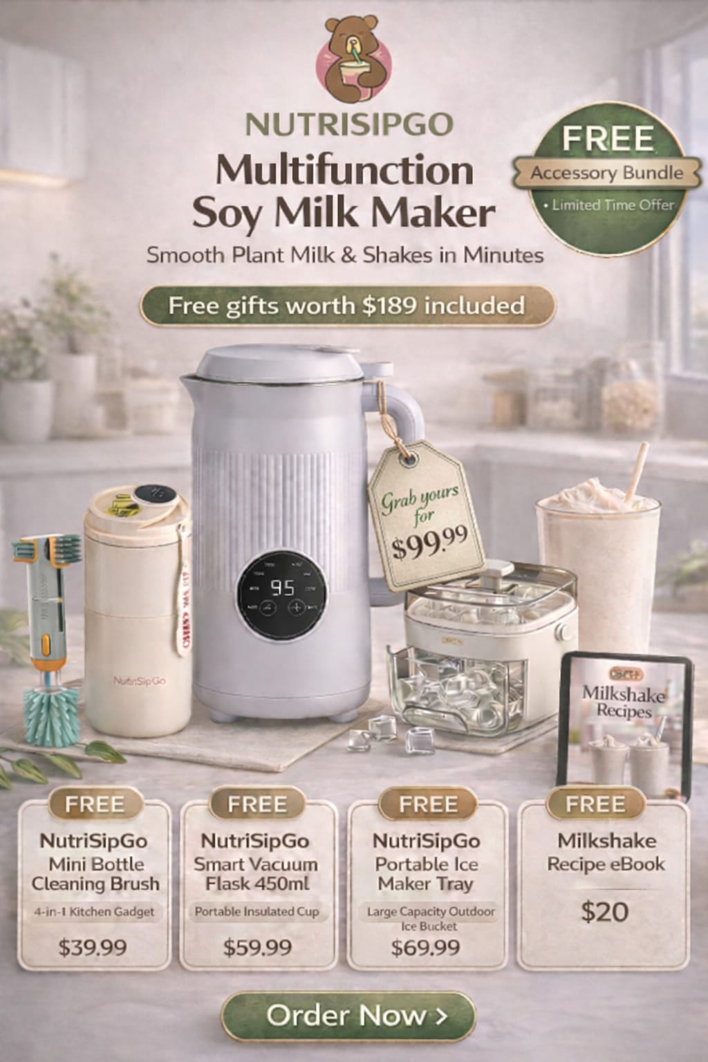 NutriSipGo Multifunction Soy Milk Maker – Home Kitchen Appliance